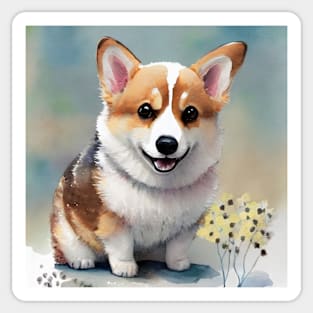 Cute Corgi Puppy Art 2 Sticker